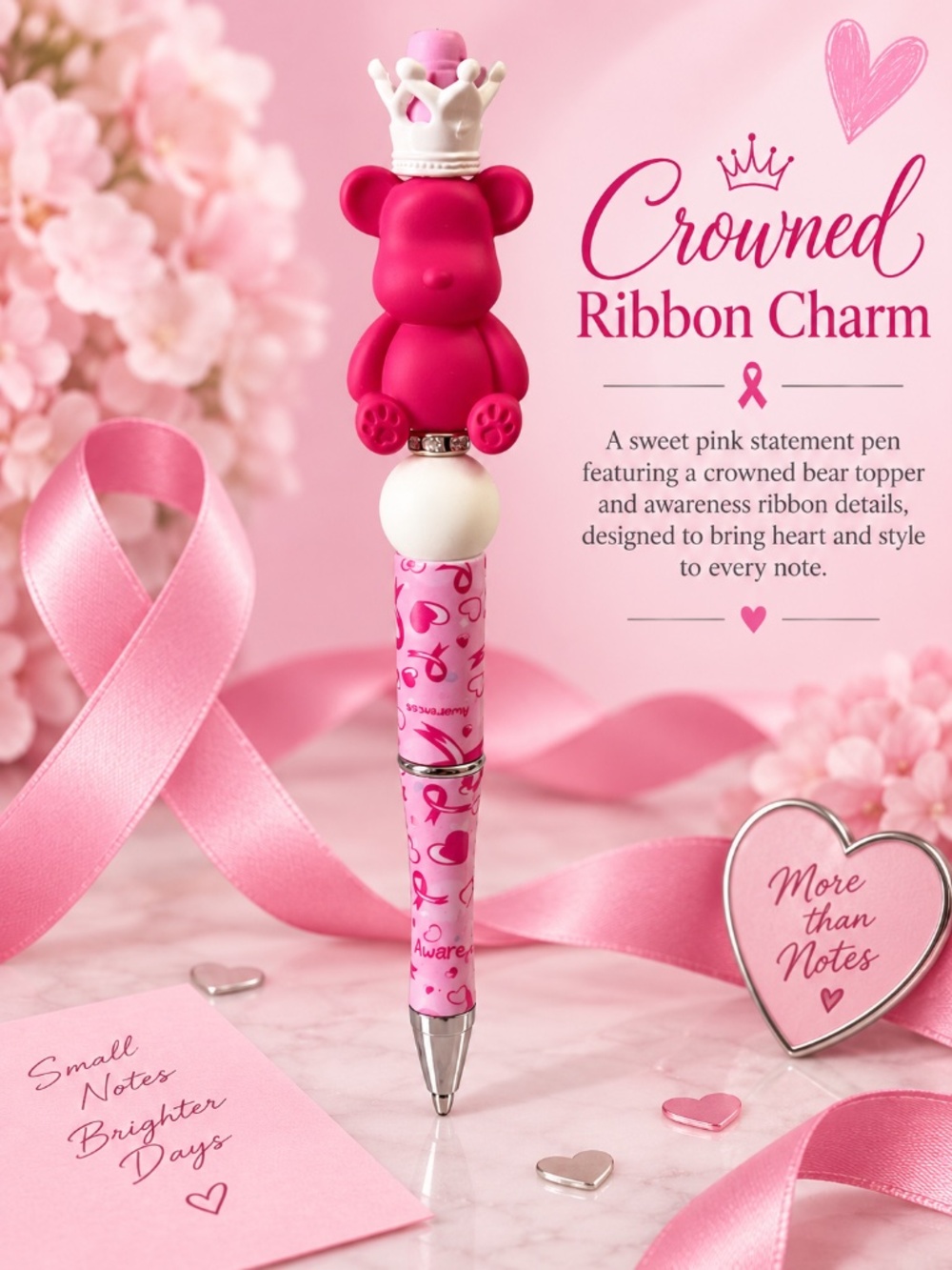 Crowned Ribbon Charm Pen